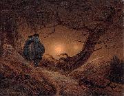 Caspar David Friedrich Two men contemplating the Moon oil painting on canvas